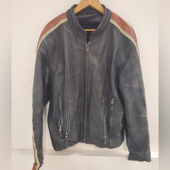 Jackets & Coats | Vintage 9s Perfecto Style Racing Leather Jacket ...